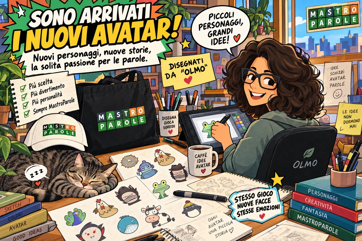 Sono arrivati i nuovi avatar di MastroParole, disegnati da Olmo